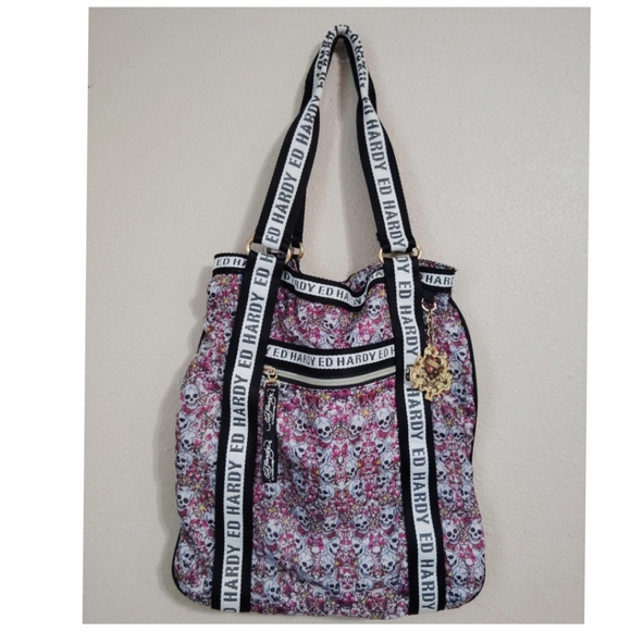 Y2K Ed Hardy Love Kills Slowly Multicolor Tote Bag 2000 - Picture 1 of 9